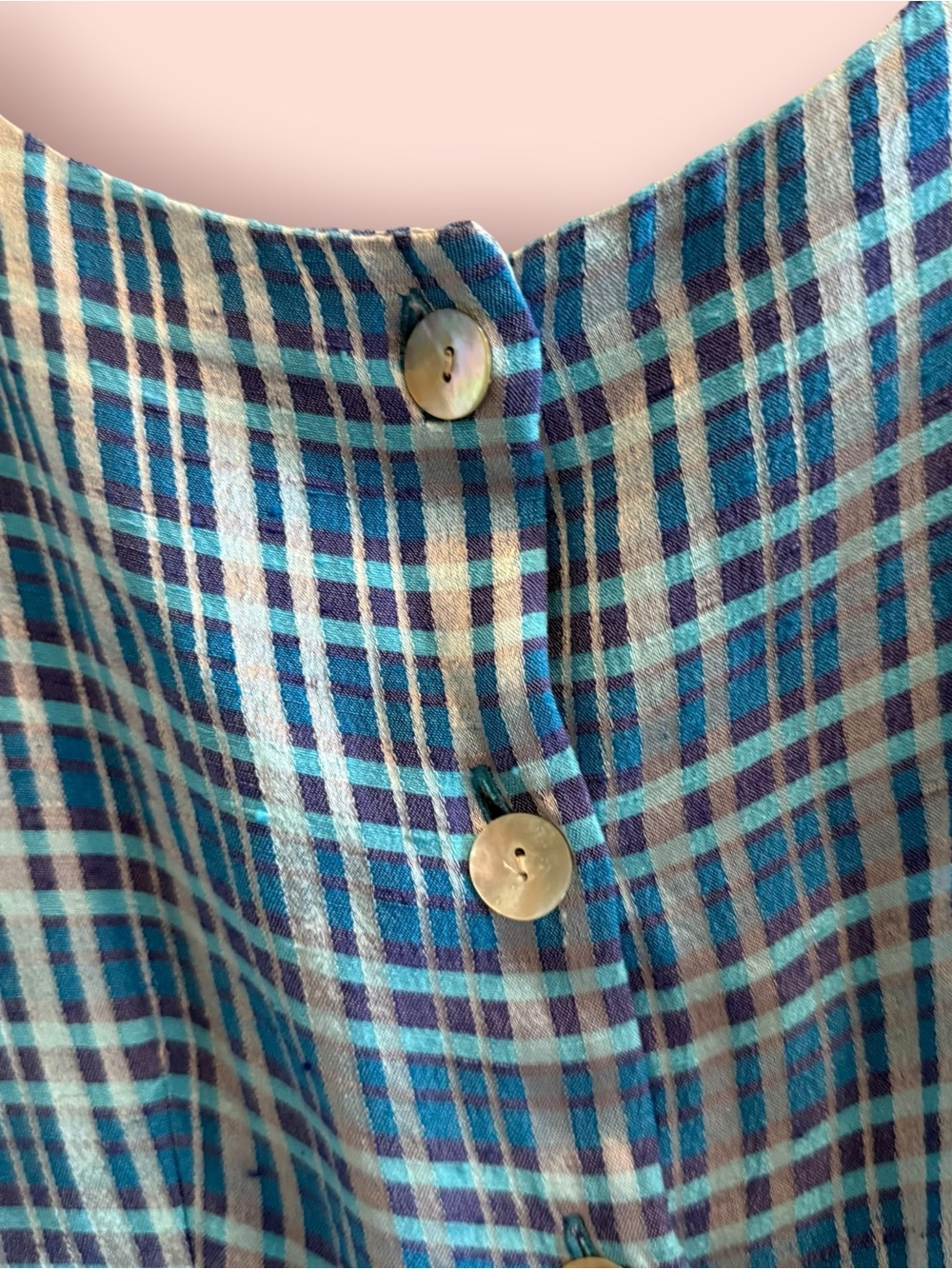 Vintage Positive Attitude Blue Plaid Y2K Blouse - Picture 4 of 6